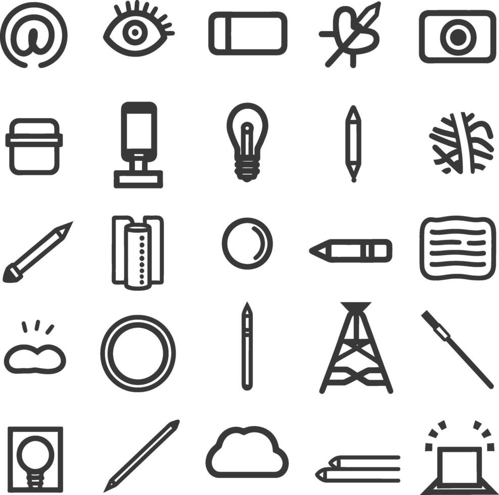 A Collection Of 28 Diverse Black Line Icons On A White Background vector
