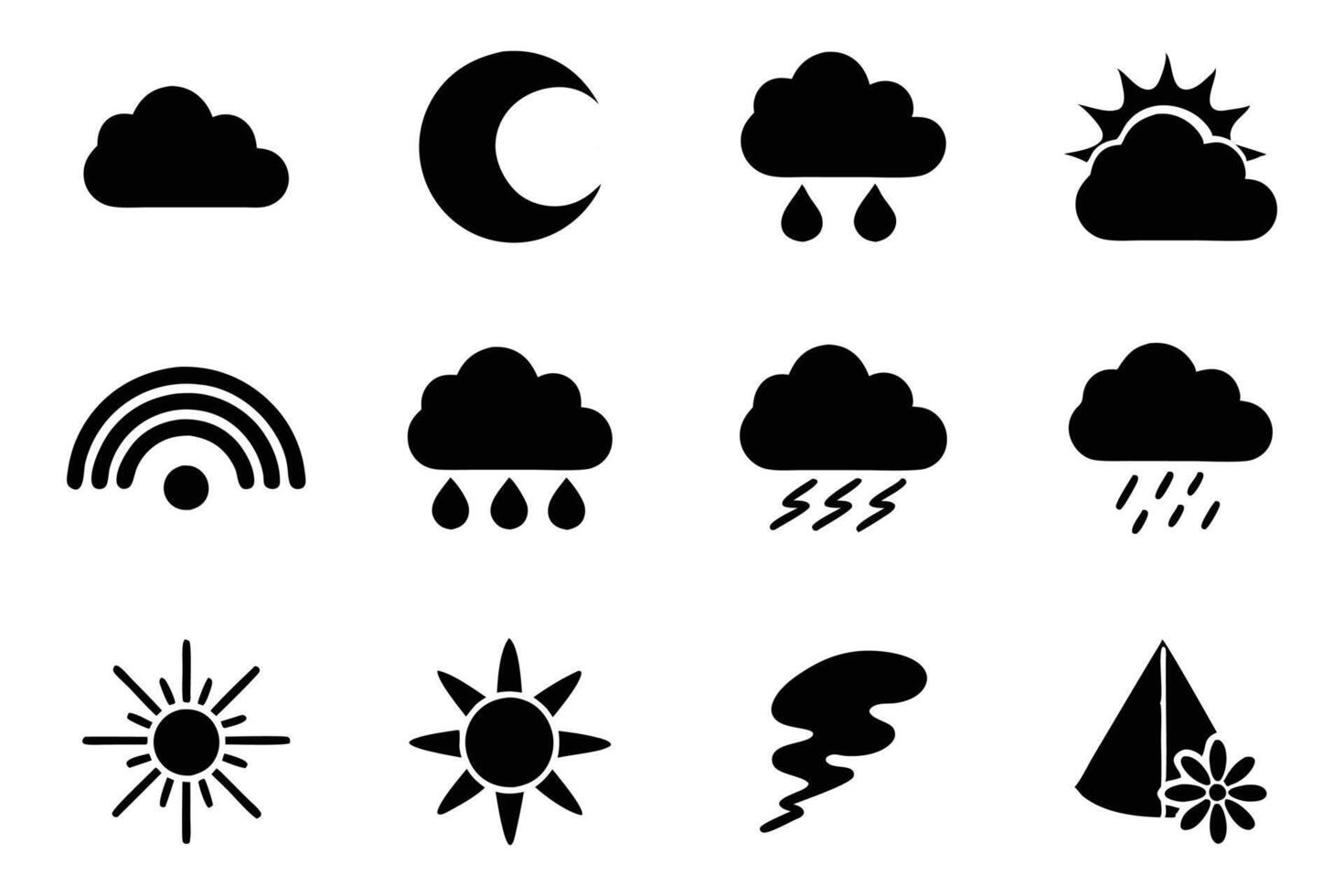 Weather Icons Set Sunny Rainy Snowy and More vector