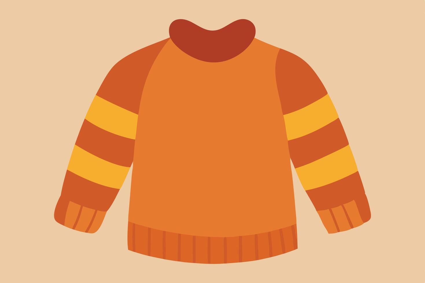 Hand Knitted Orange Sweater for Children vector