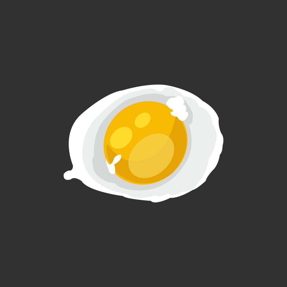 Editable illustration of a fried egg on a black background vector