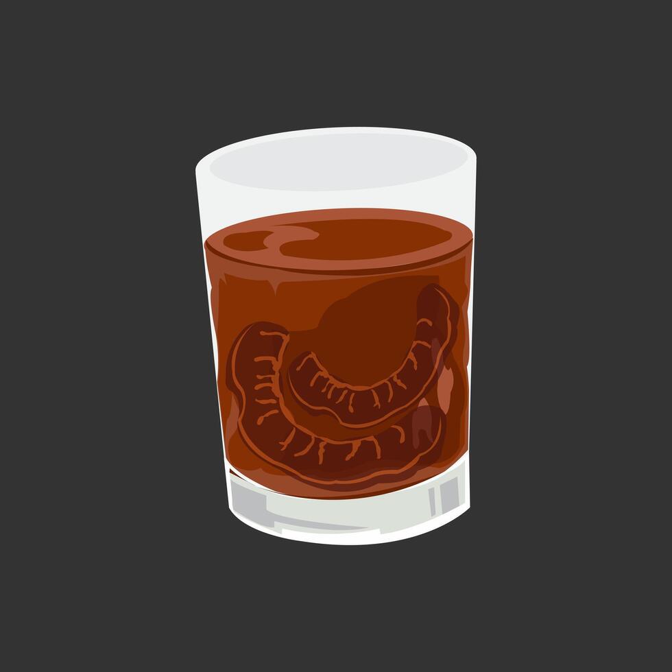 Editable illustration of tamarind water in a glass vector