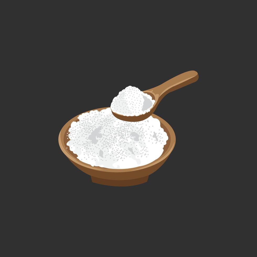 Editable illustration of white wheat flour on black background vector