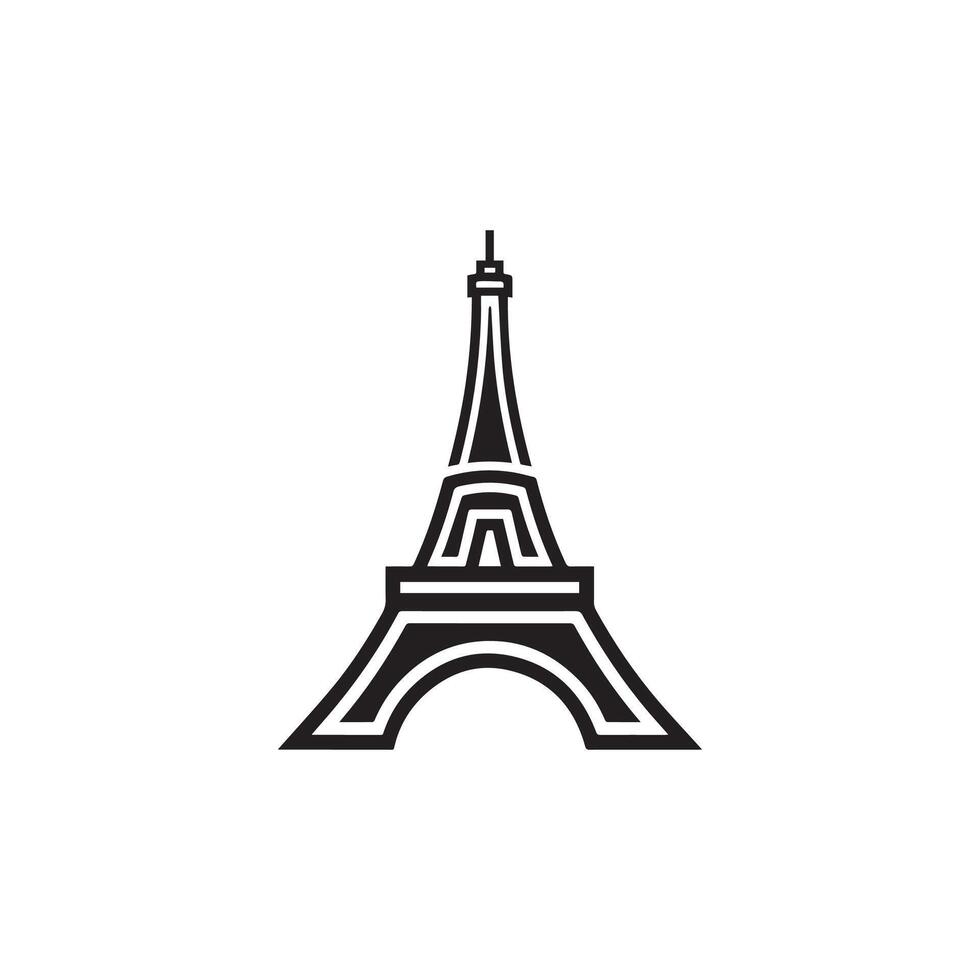 Eiffel tower black on a white background illustration vector