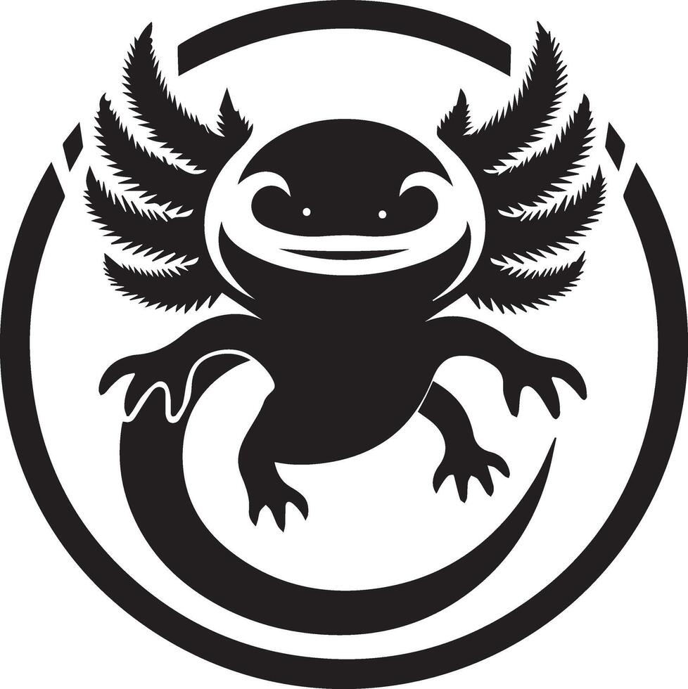A stylized, whimsical illustration of an axolotl. vector
