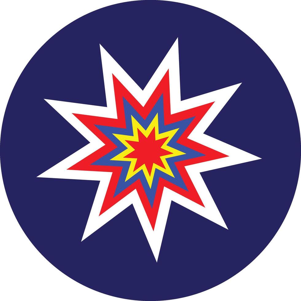 a starburst logo with a blue background vector