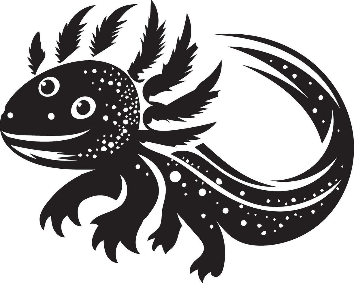 Cute Black and White Axolotl Design vector