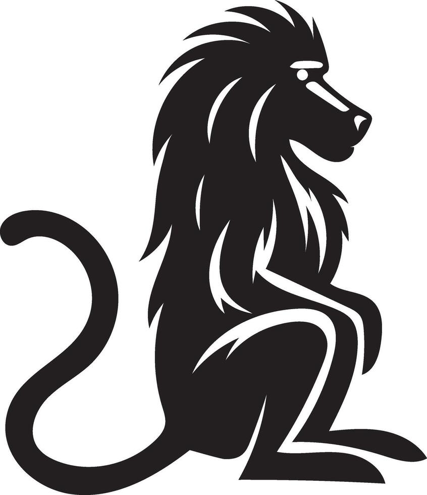 Stylish Black and White Silhouette of a Baboon vector