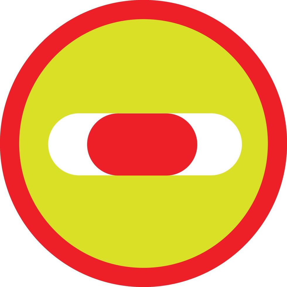 a red and yellow circular sign with a white circle vector