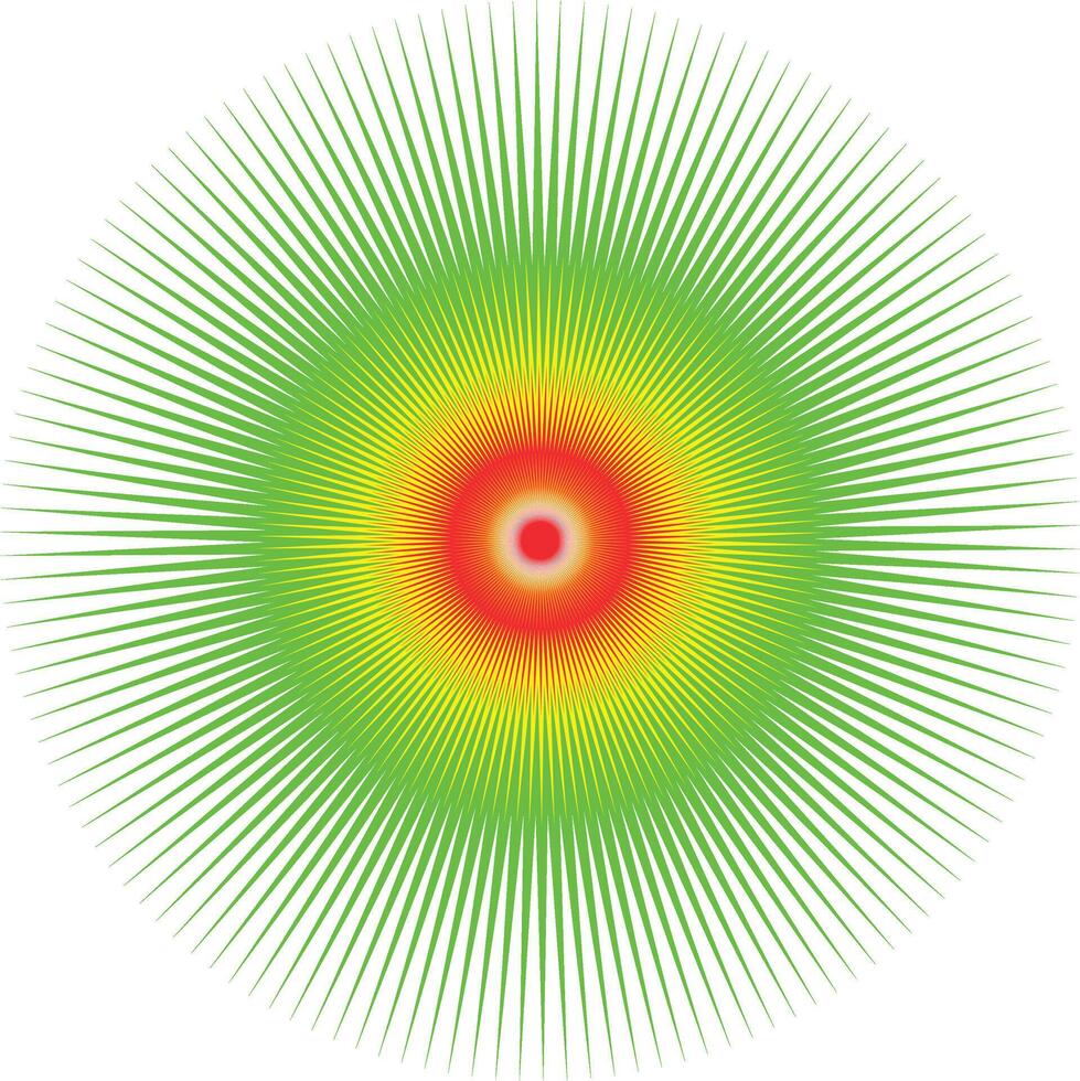 a green and red sunburst with a white background vector