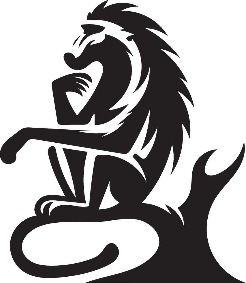 Stylish Black and White Silhouette of a Baboon vector