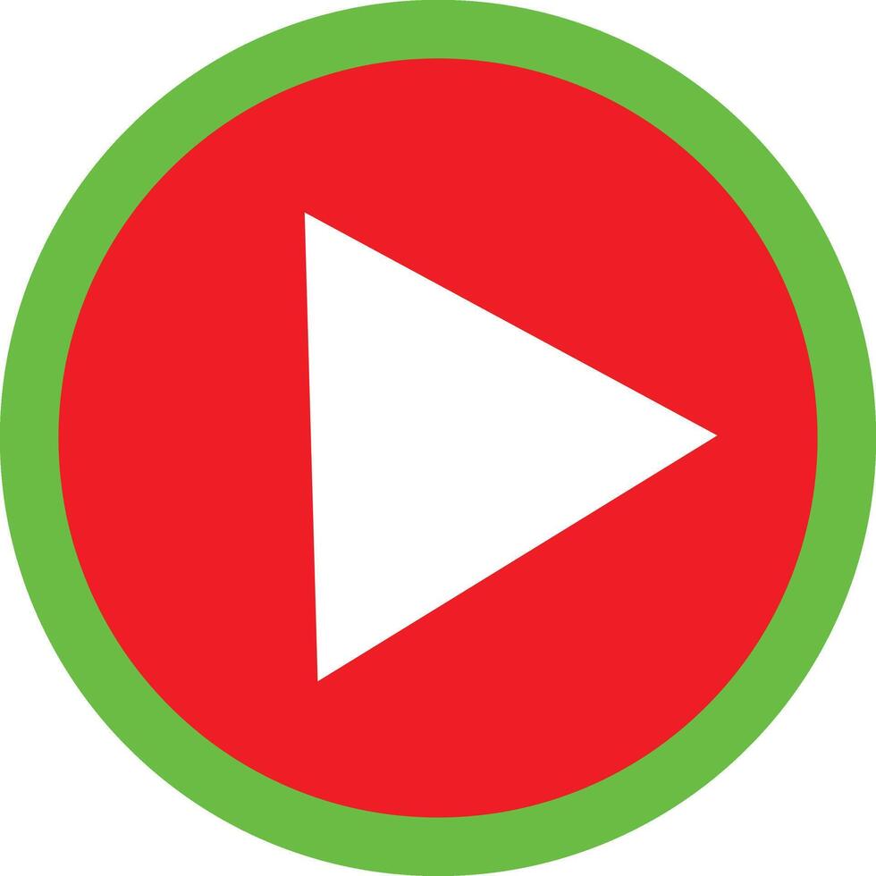 a red and green play button with a white arrow vector
