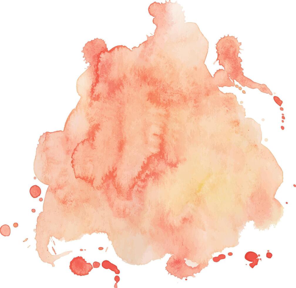 Orange Ink Splatter Stain with Paint Splatter. Orange Watercolor Splatter with Ink Drops Isolated on White Background vector