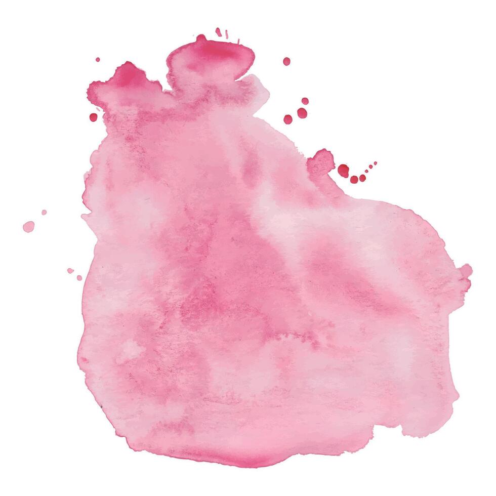 Hand Painted Watercolor Blor of Paint. Pink Watercolor Splatter on White Background. Aquarelle splash with drops stains vector