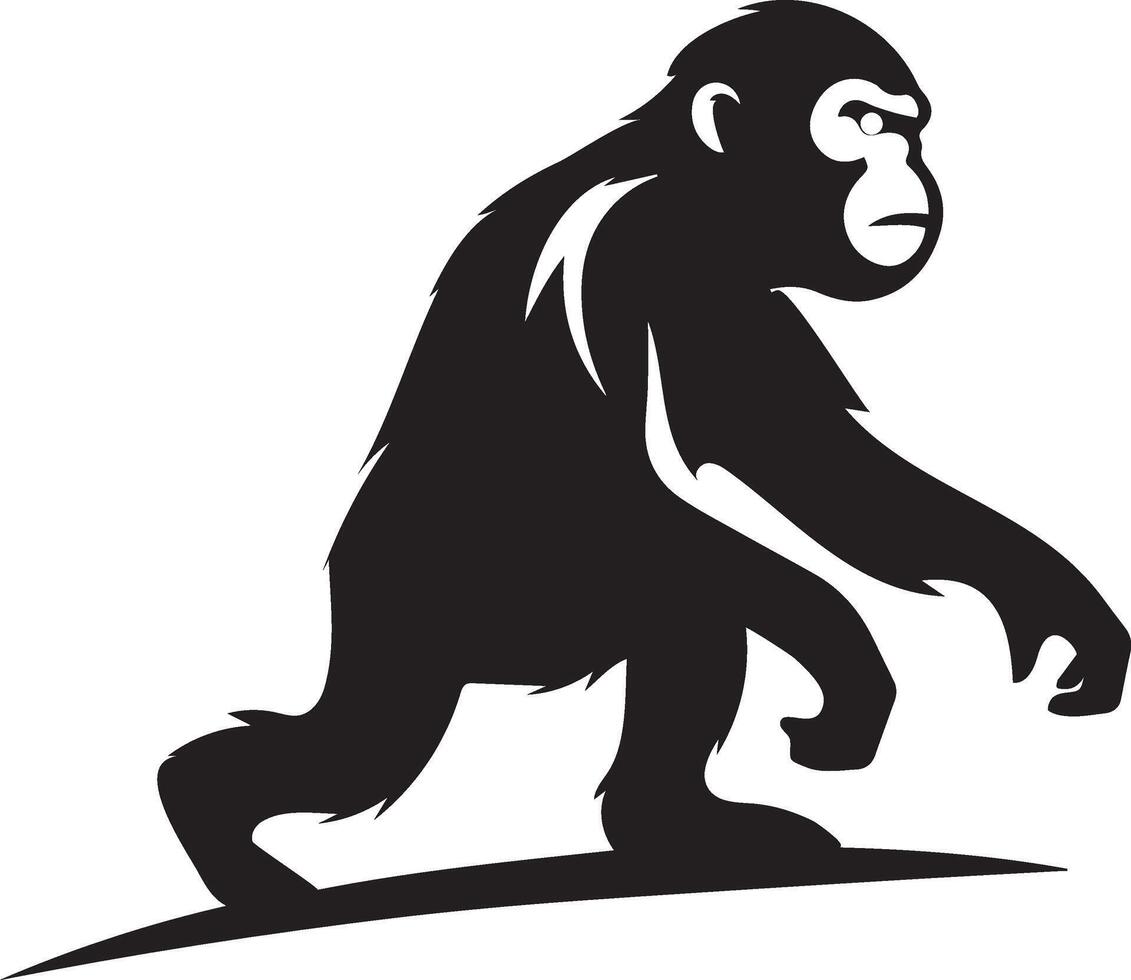 A striking, stylized silhouette of a baboon in profile view. vector