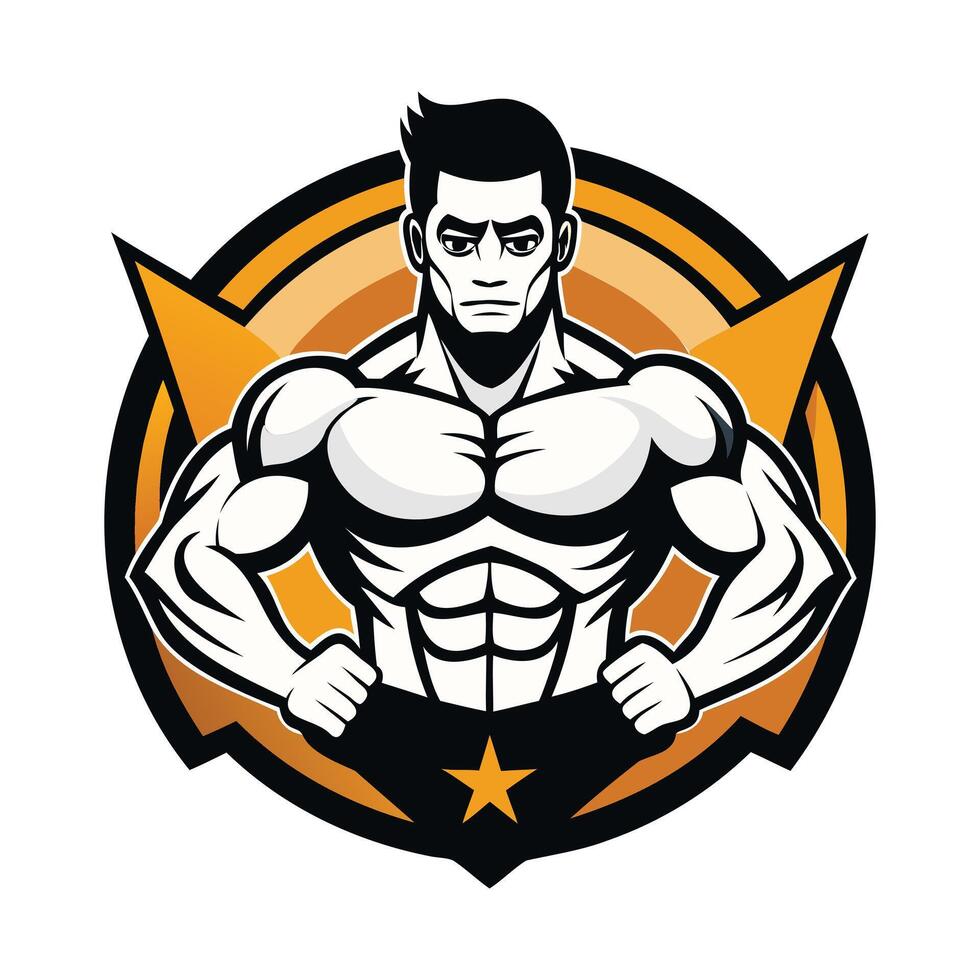 Dynamic Bodybuilder Illustration, Strength and Power vector