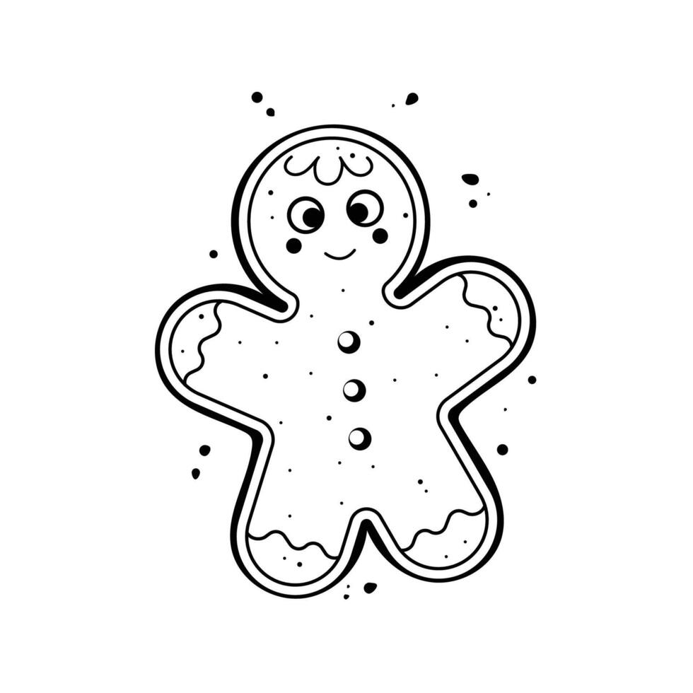 illustration in a flat gingerbread man style on a white background. Christmas pastries. Christmas cookies and gingerbread man. vector