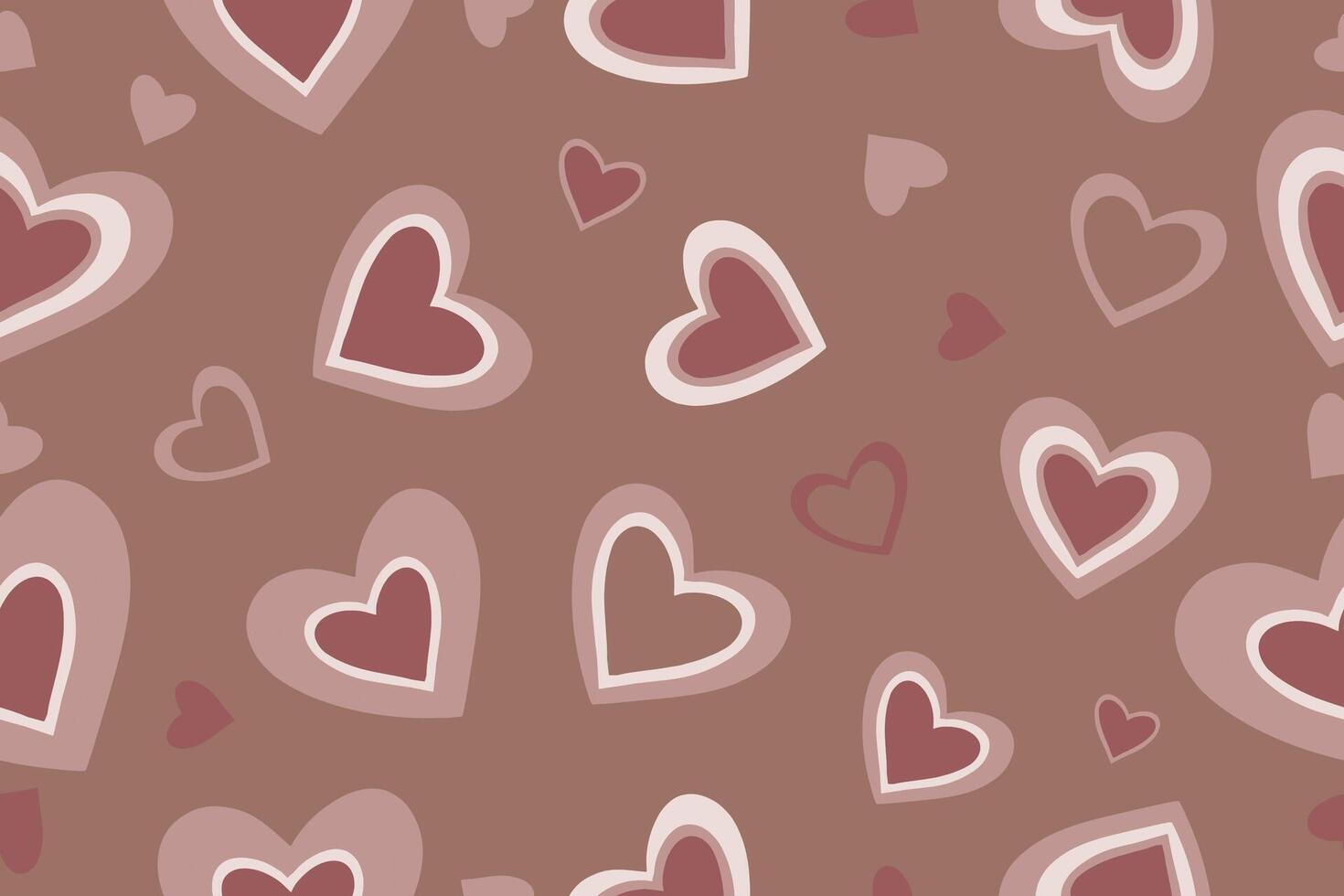 Seamless pattern with hearts in mocha mousse color. Cute background for Valentine's Day. Perfect for wrapping paper, packaging, textile design. . illustration vector