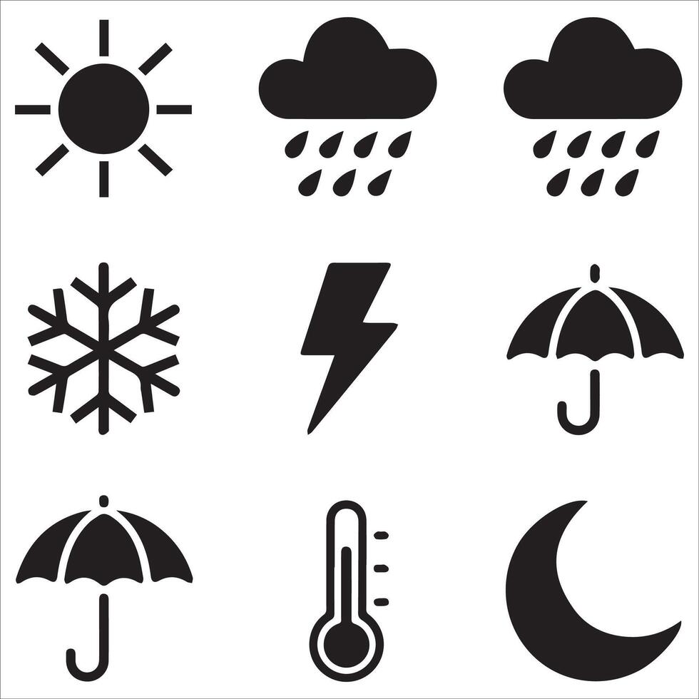 Creative Sun, Rain, and Cloud Icons vector