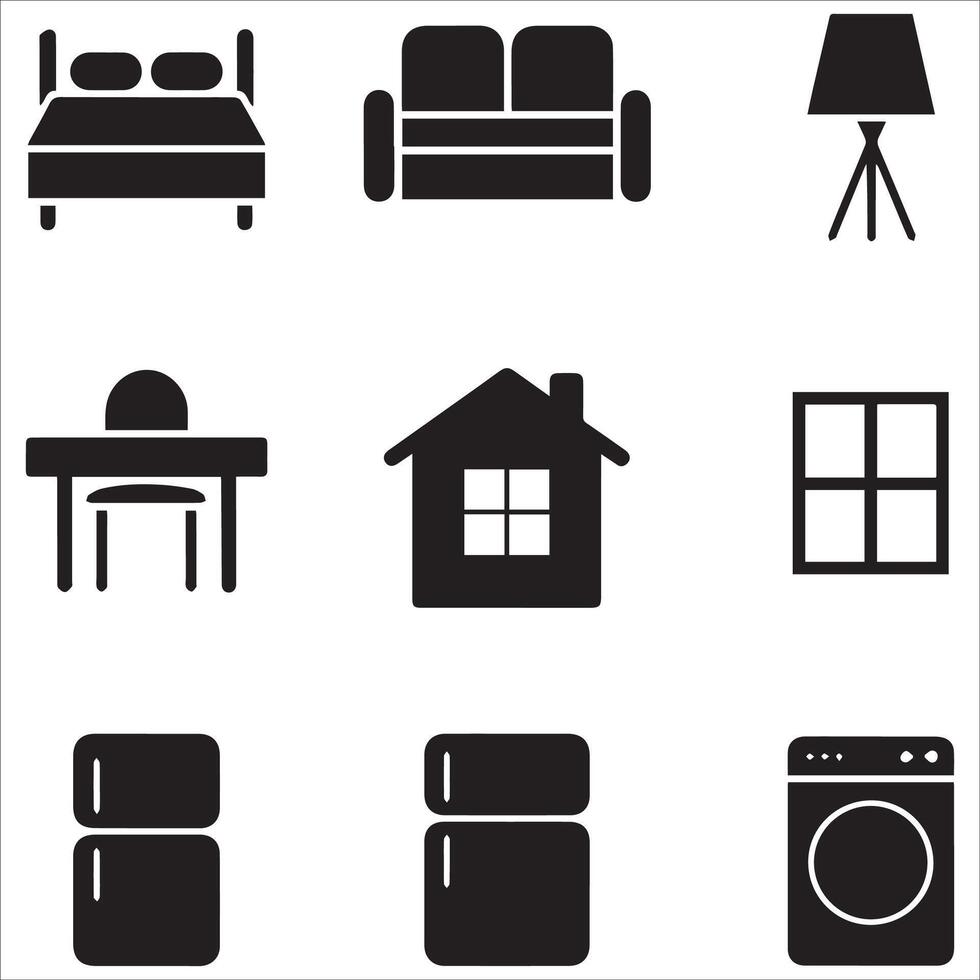Abstract Home and Interior Design Icons vector