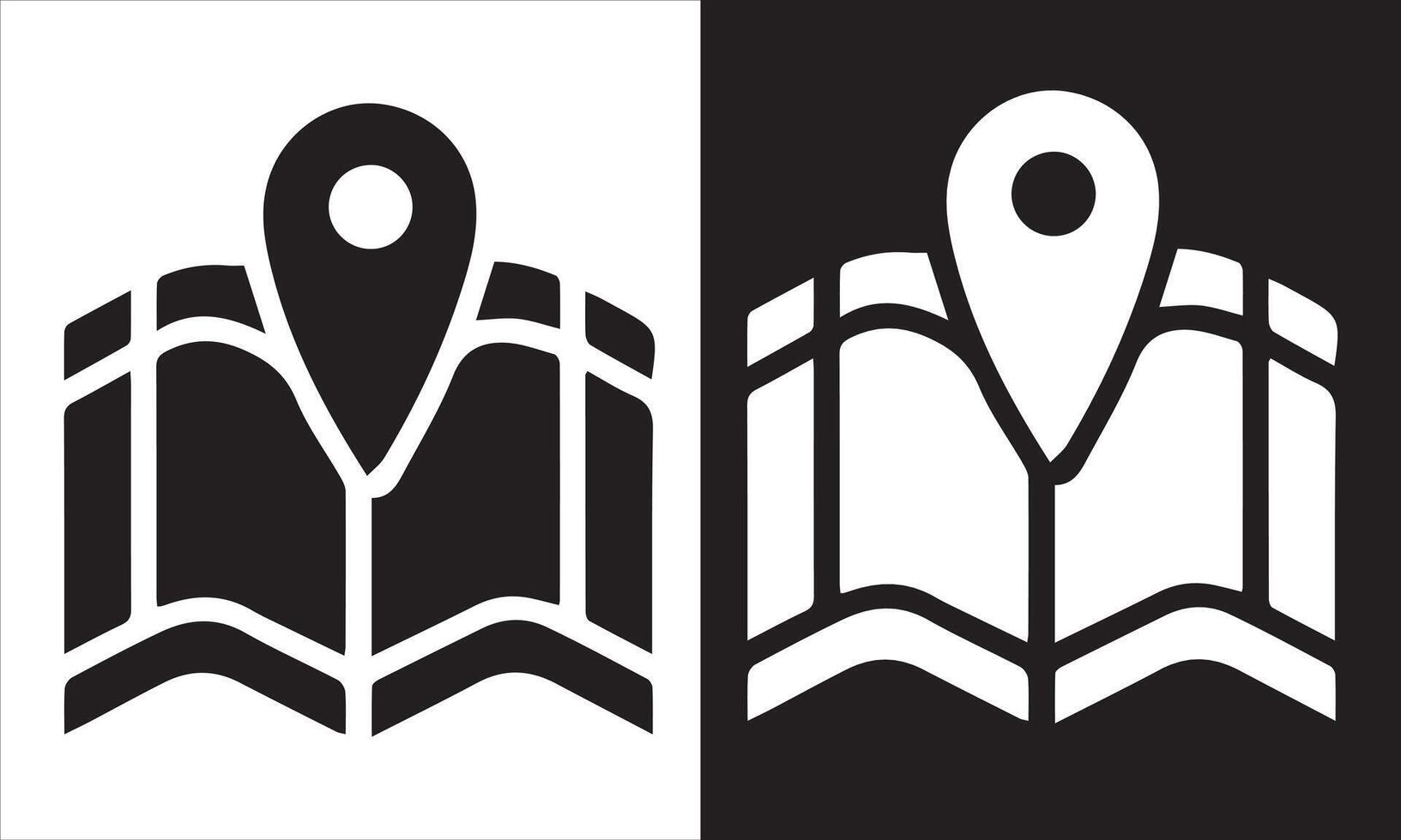 Black and White Map Icon vector