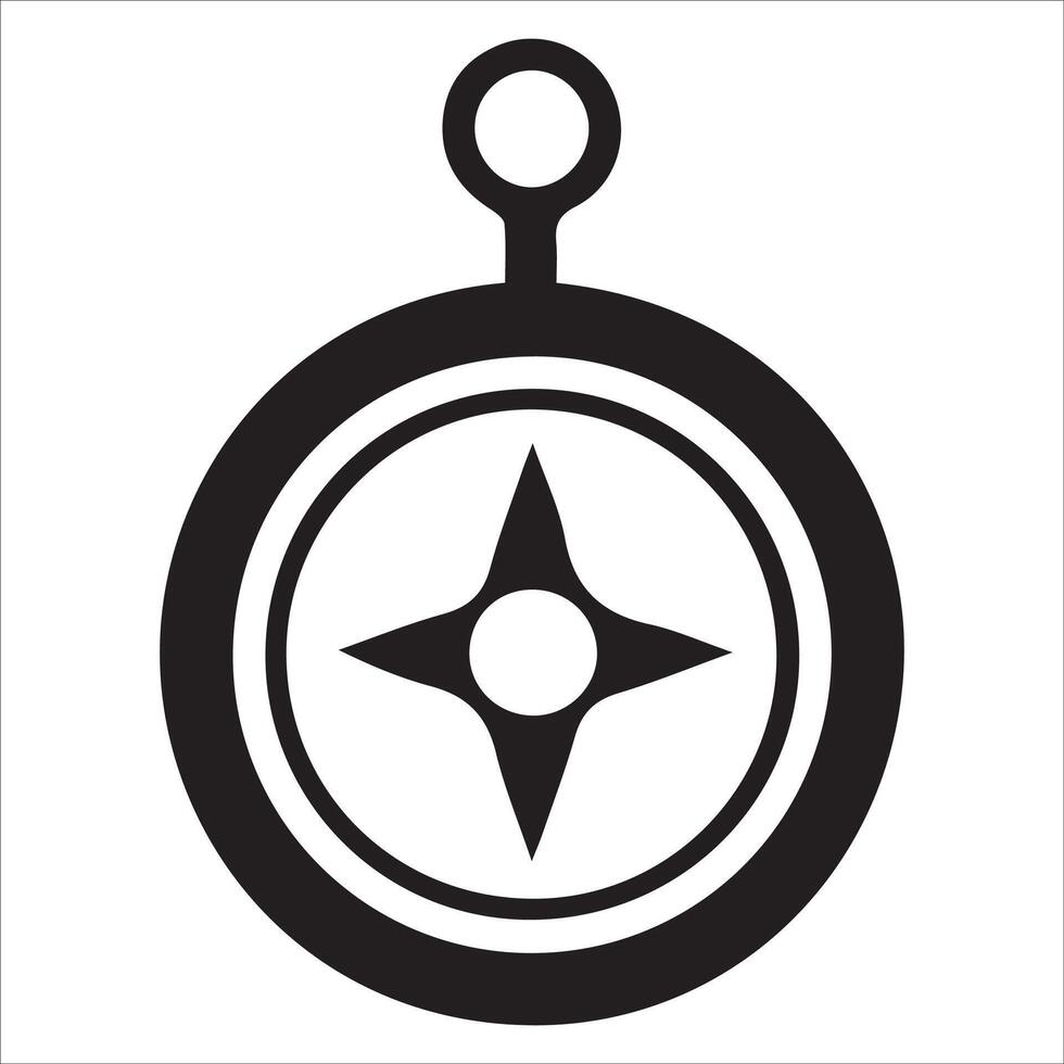 Simple Black and White Compass Artwork vector