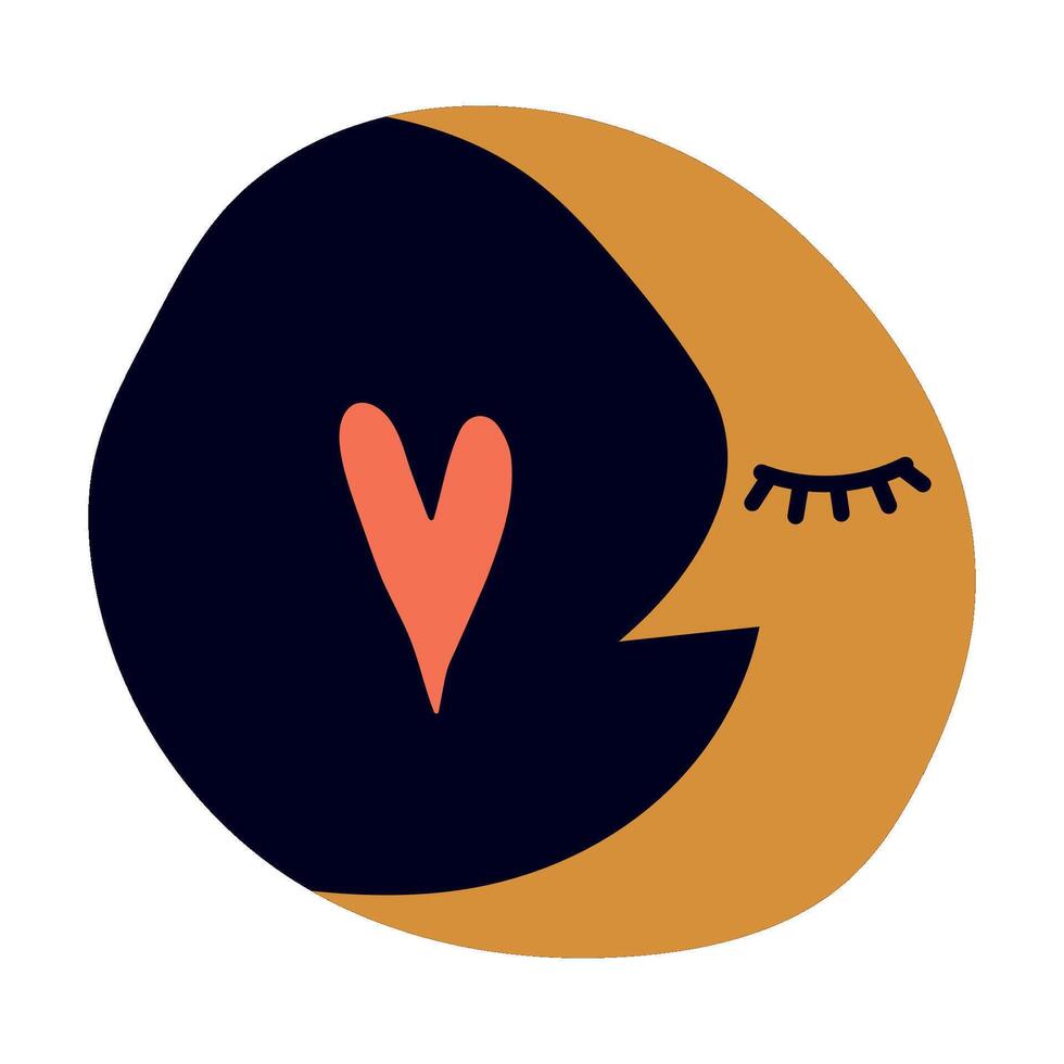 Hand drawing moon and heart. Isolated illustration for valentines day design vector