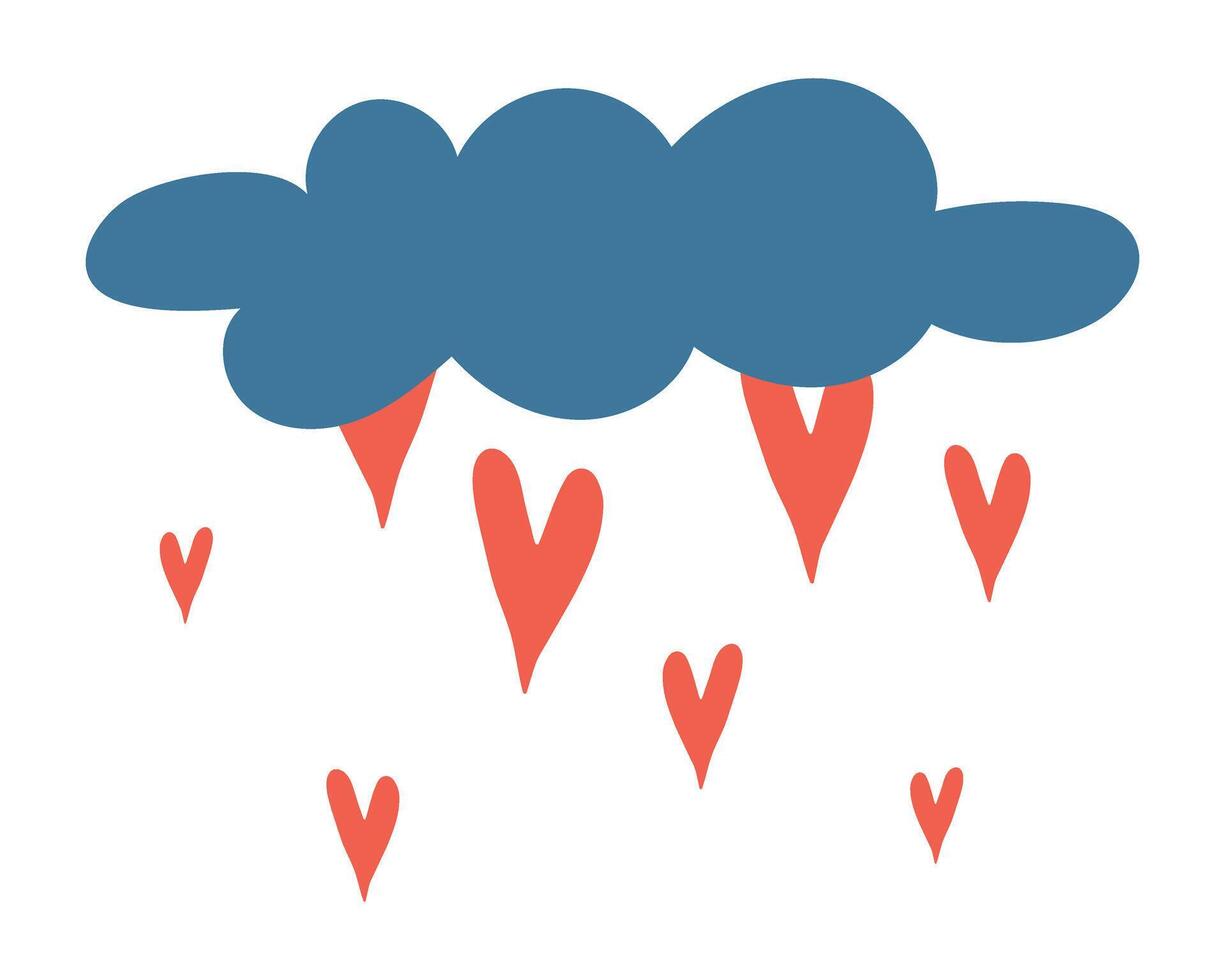 Blue cloud with red hearts. Cute isolated illustration for valentine's day vector