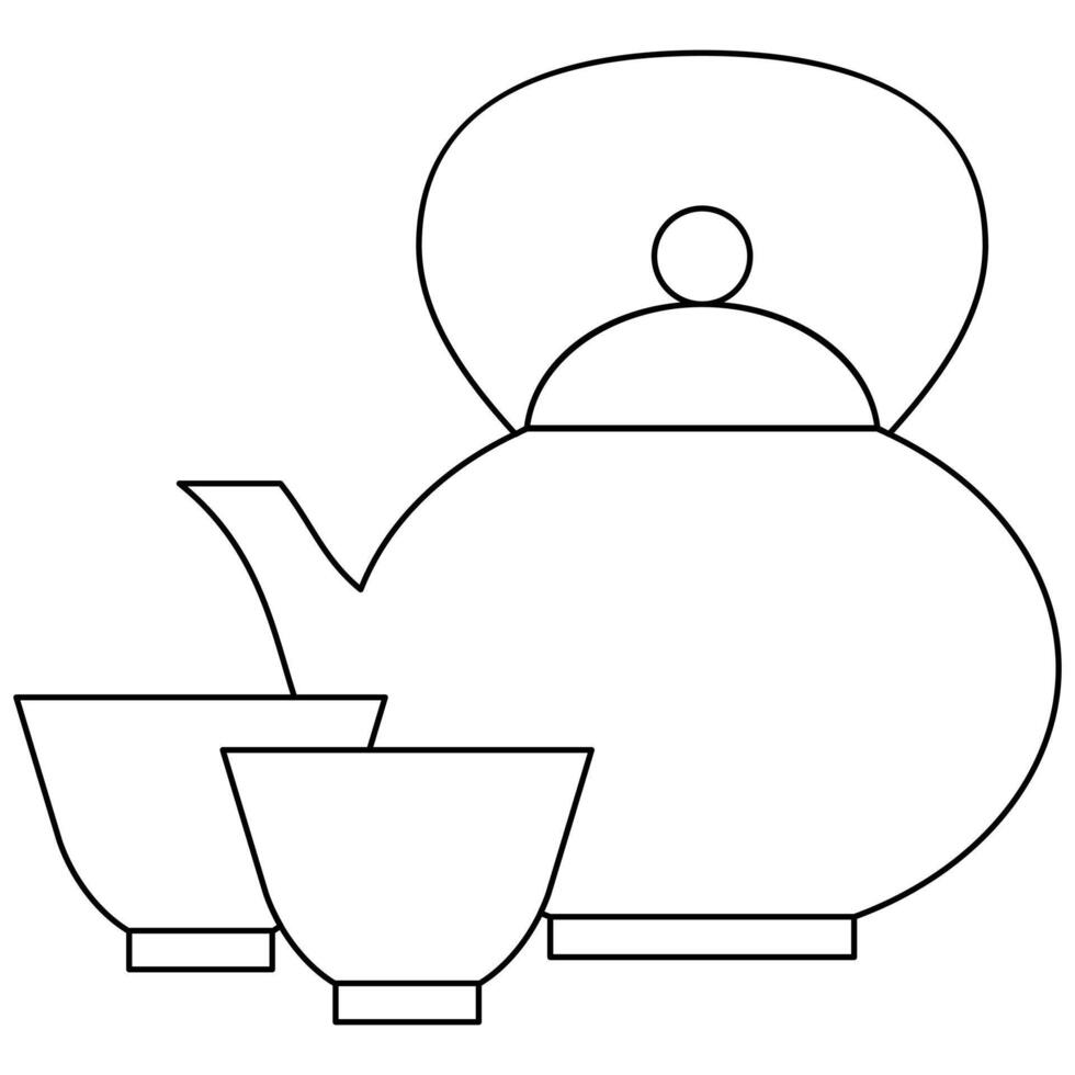 Chinese style tea set vector