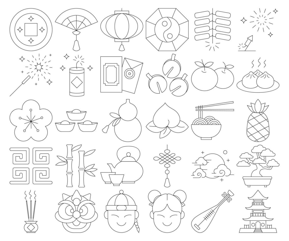 Chinese new year outline icon, Chinese sign symbol related. vector
