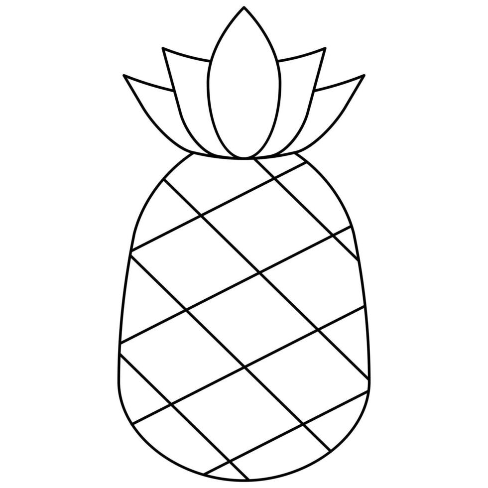 Pineapple symbol flat icon. Pineapple with leaves thin outline icon illustration. vector