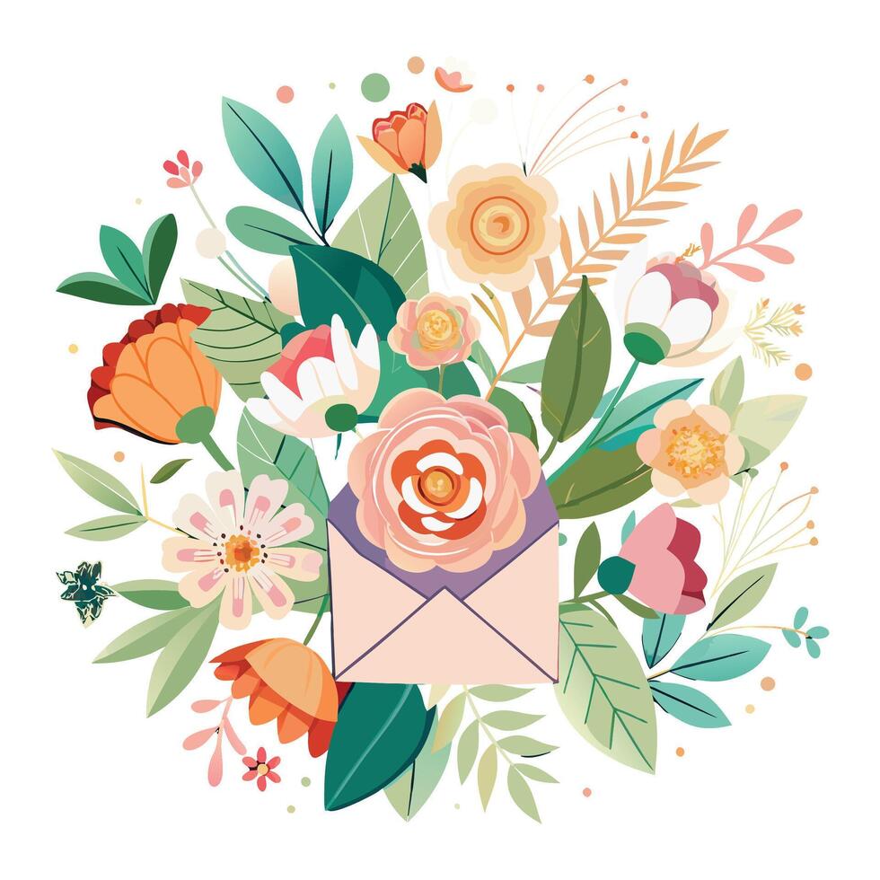 Beautiful vintage bouquet of flowers vector
