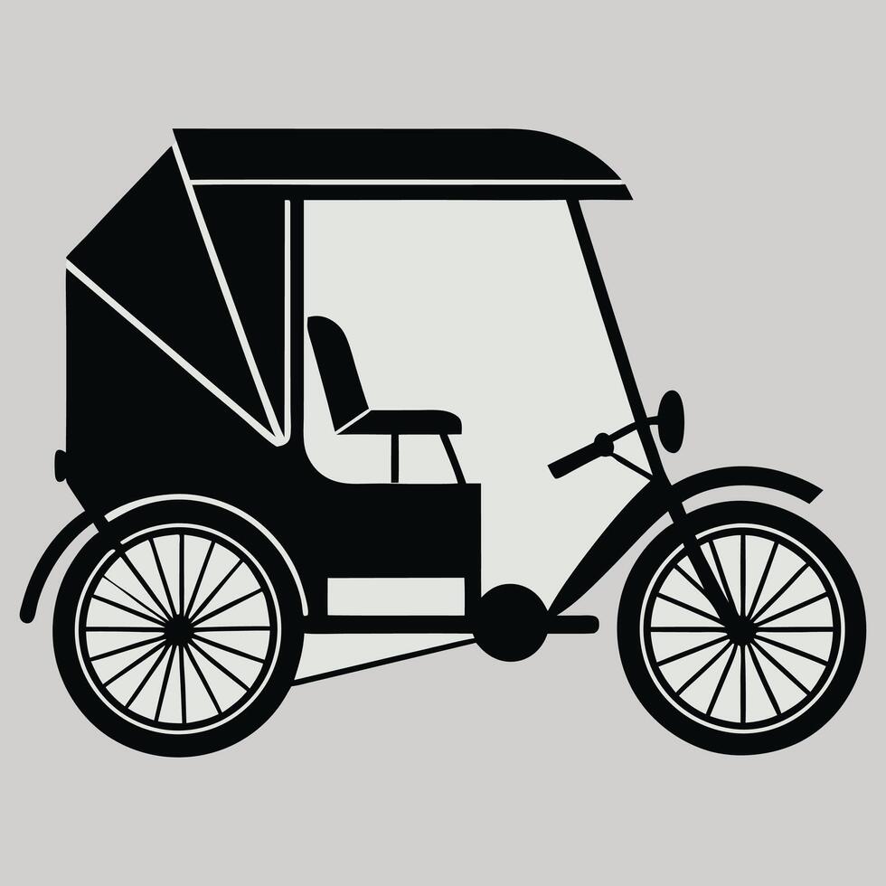 Rickshaw becak bandung west Tricycle vehicle Isolated on white background vector
