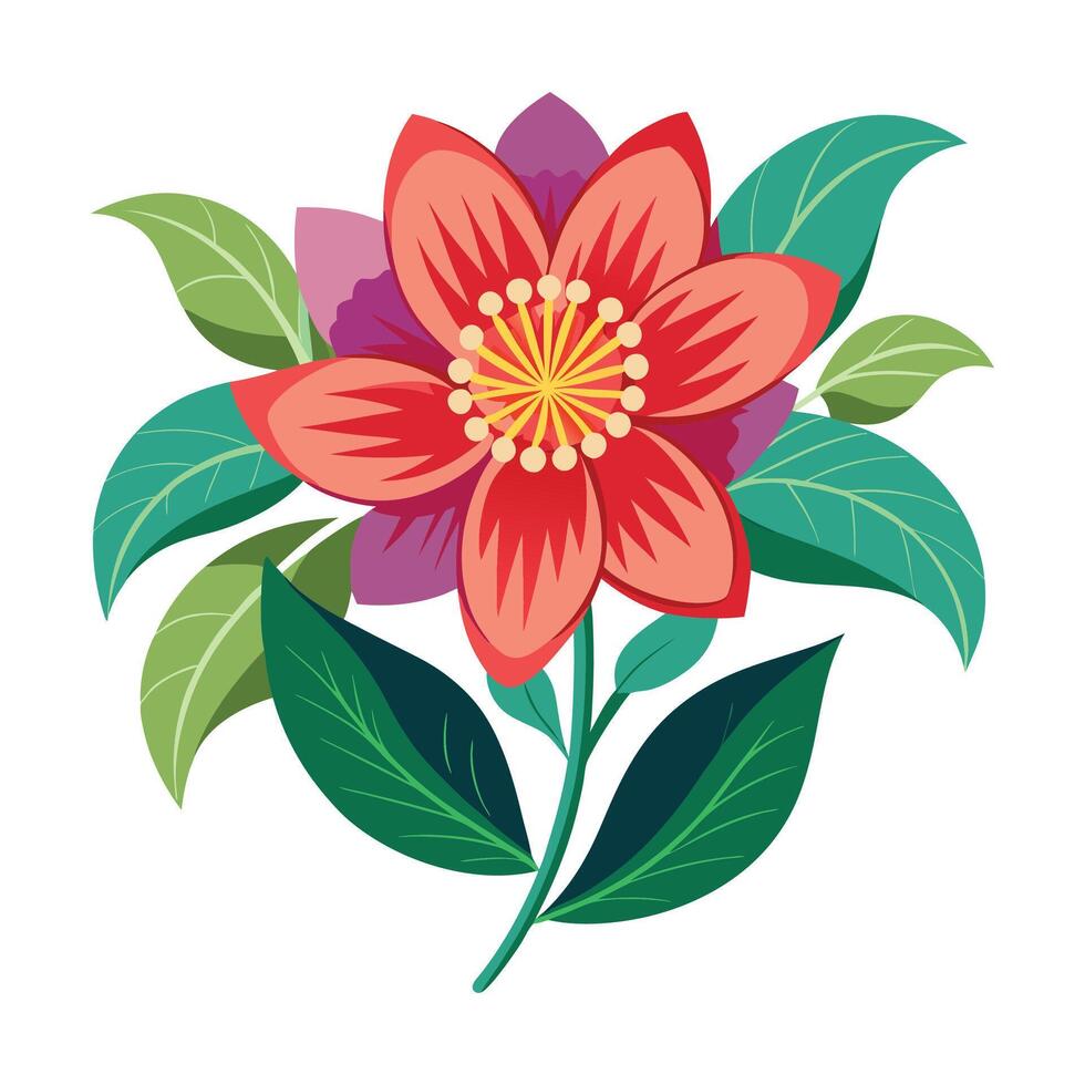 Bouquets of tropical flowers and leaves isolated on white vector