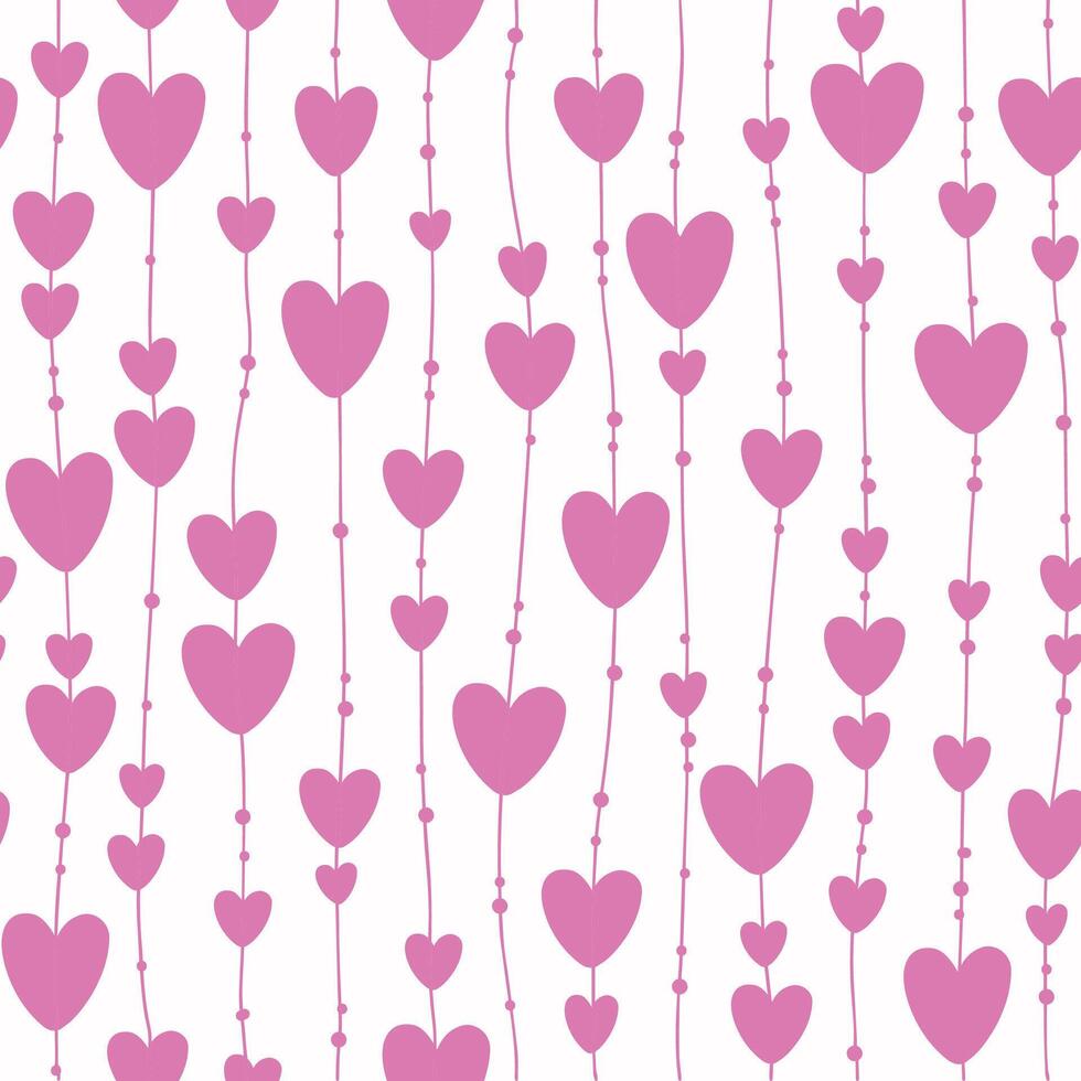 Valentine's day seamless pattern with pink hearts and beads for wallpaper, scrapbooking, stationery, wrapping paper, packaging, textile prints, etc. EPS 10 vector