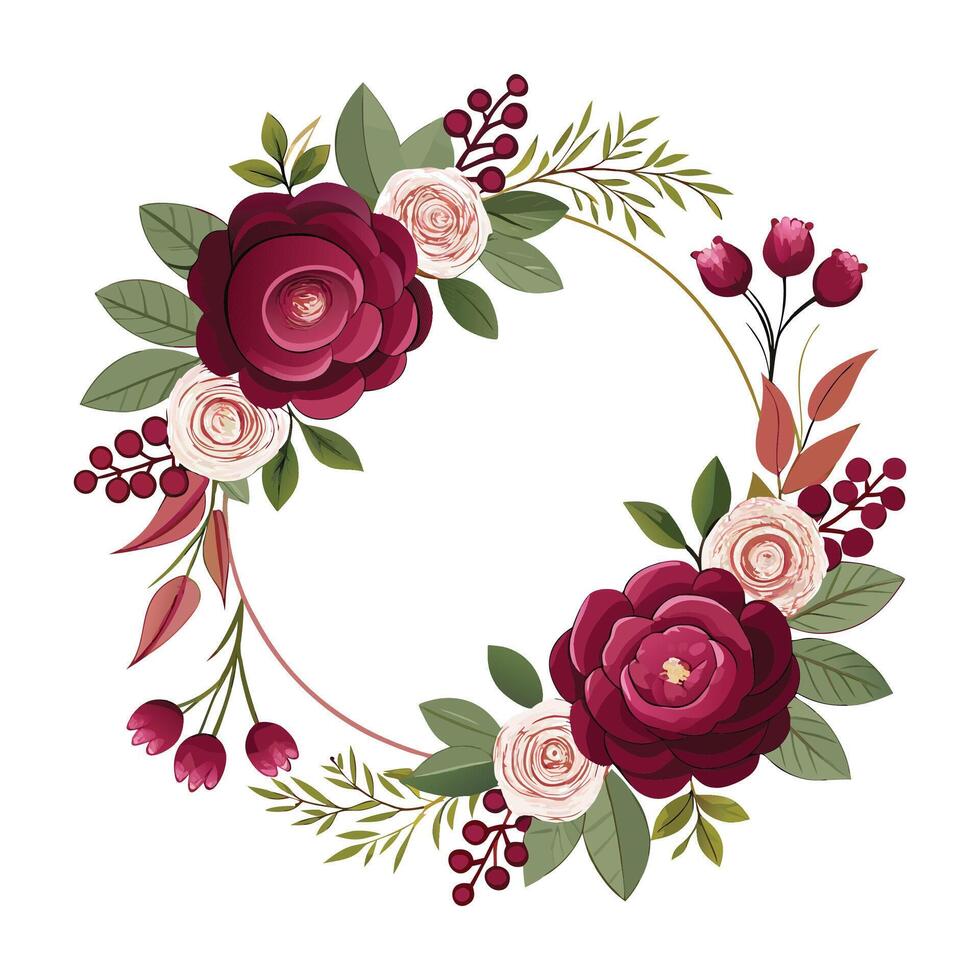 Floral wreath decoration for wedding vector