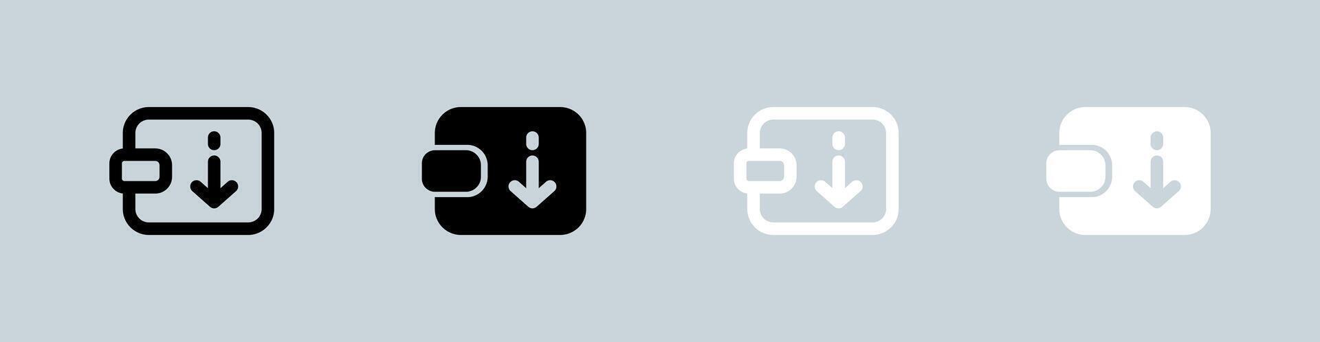 Withdrawal icon set in black and white. Cash out signs illustration. vector