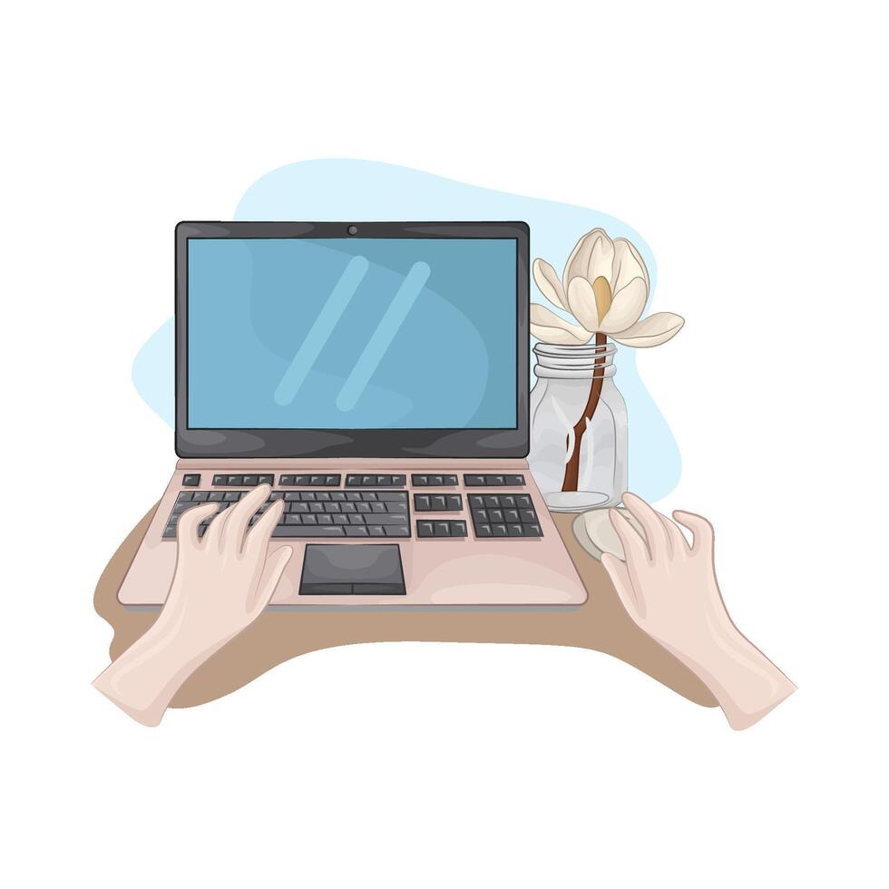 illustration of laptop is playing vector