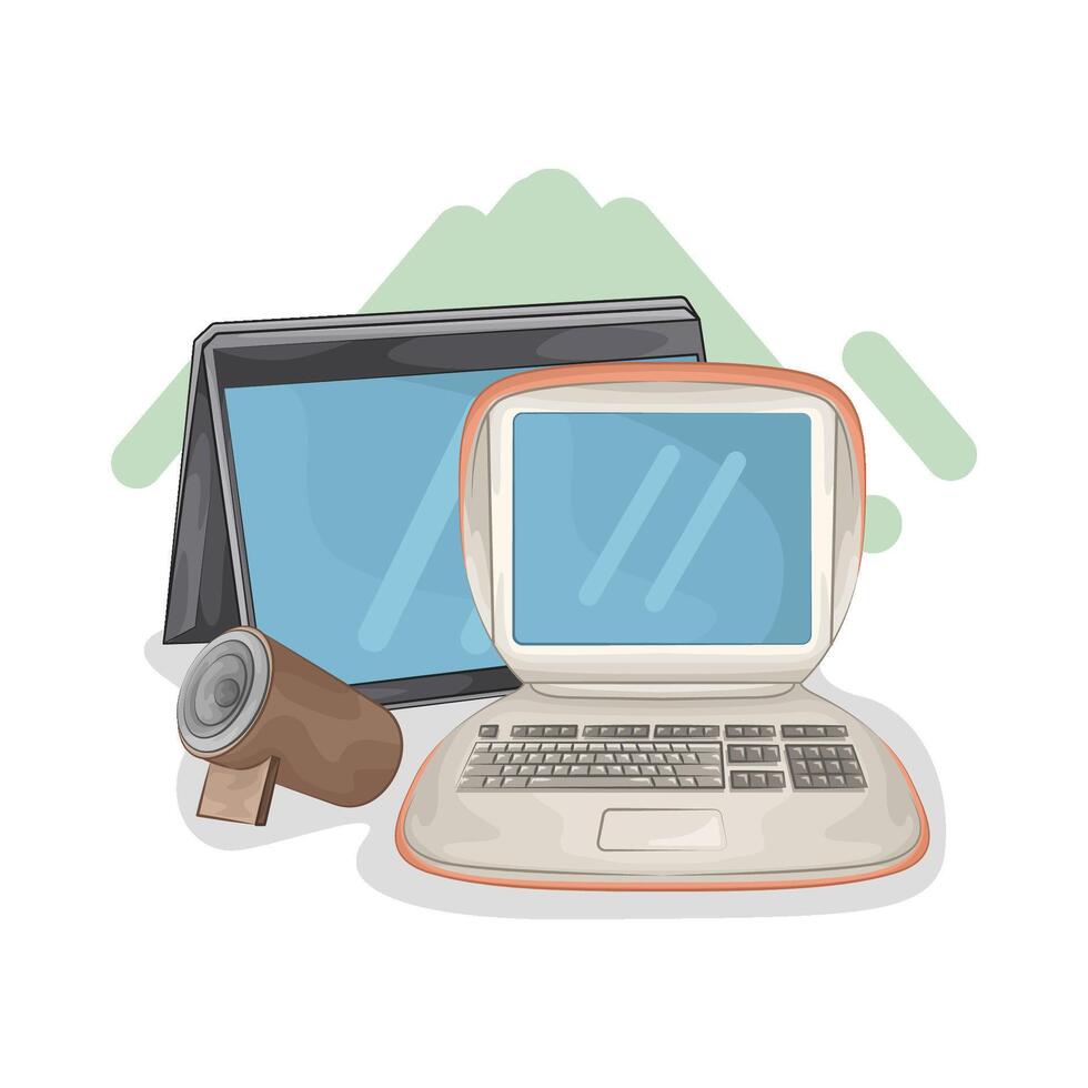 illustration of laptops and tablets vector