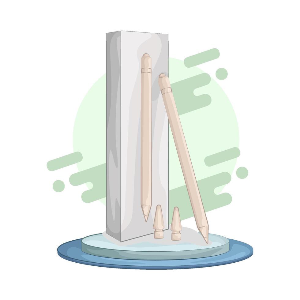 illustration of stylus pen with box vector