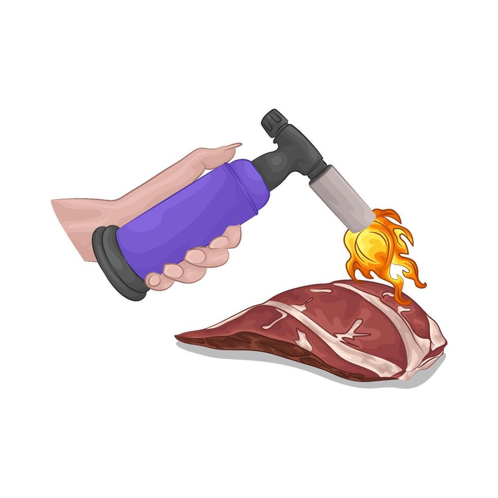 illustration of gas lighter roasts meat vector