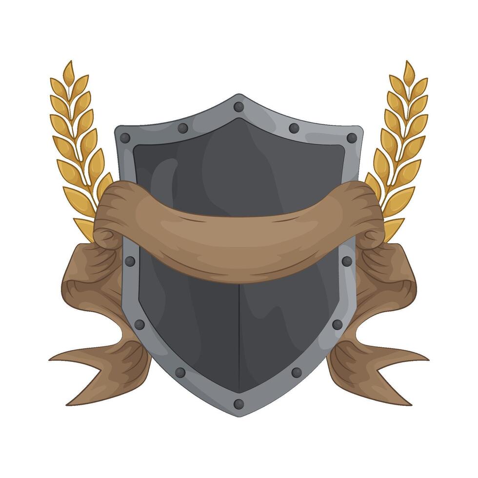 illustration of shield with laurel wreath vector