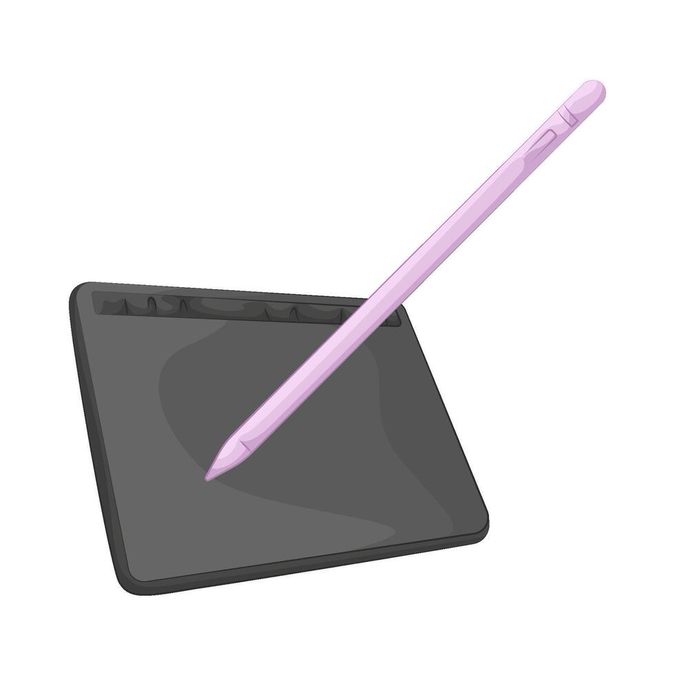 tablet with stylus pen vector