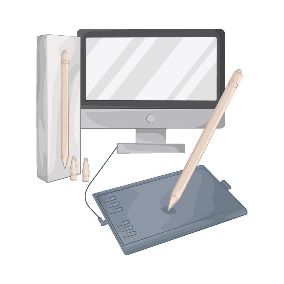 illustration of drawing on a pen tablet vector