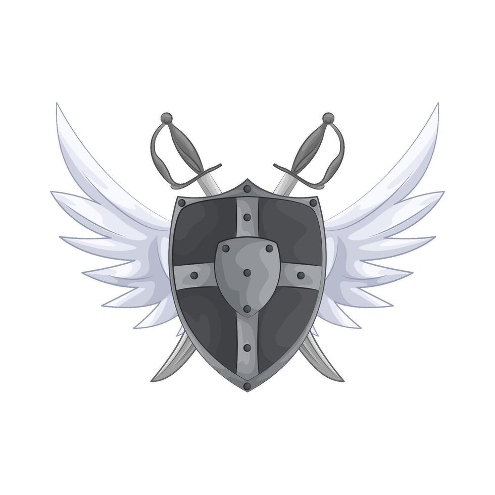 shield with two crossed swords illustration vector
