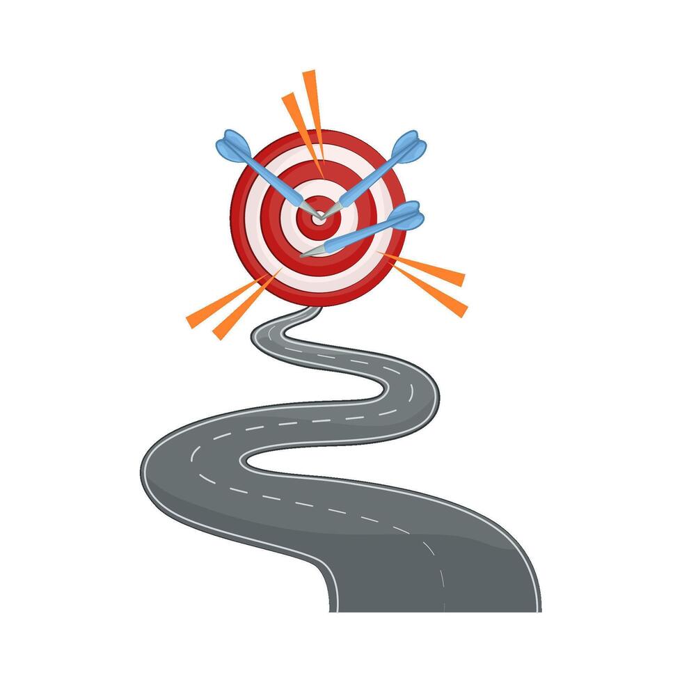 a winding road with a goal vector