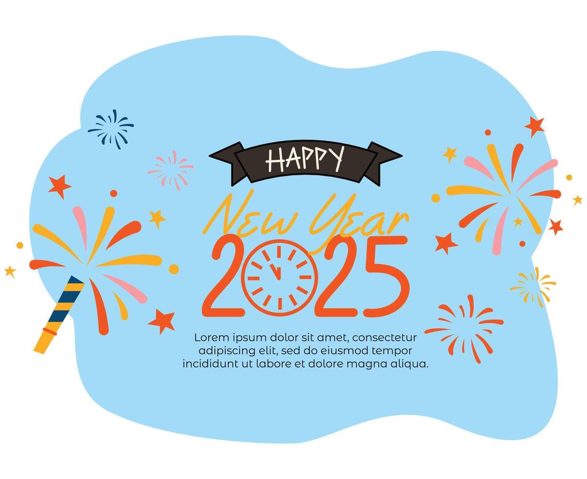 hand draw new year doodle background with firework illustration vector