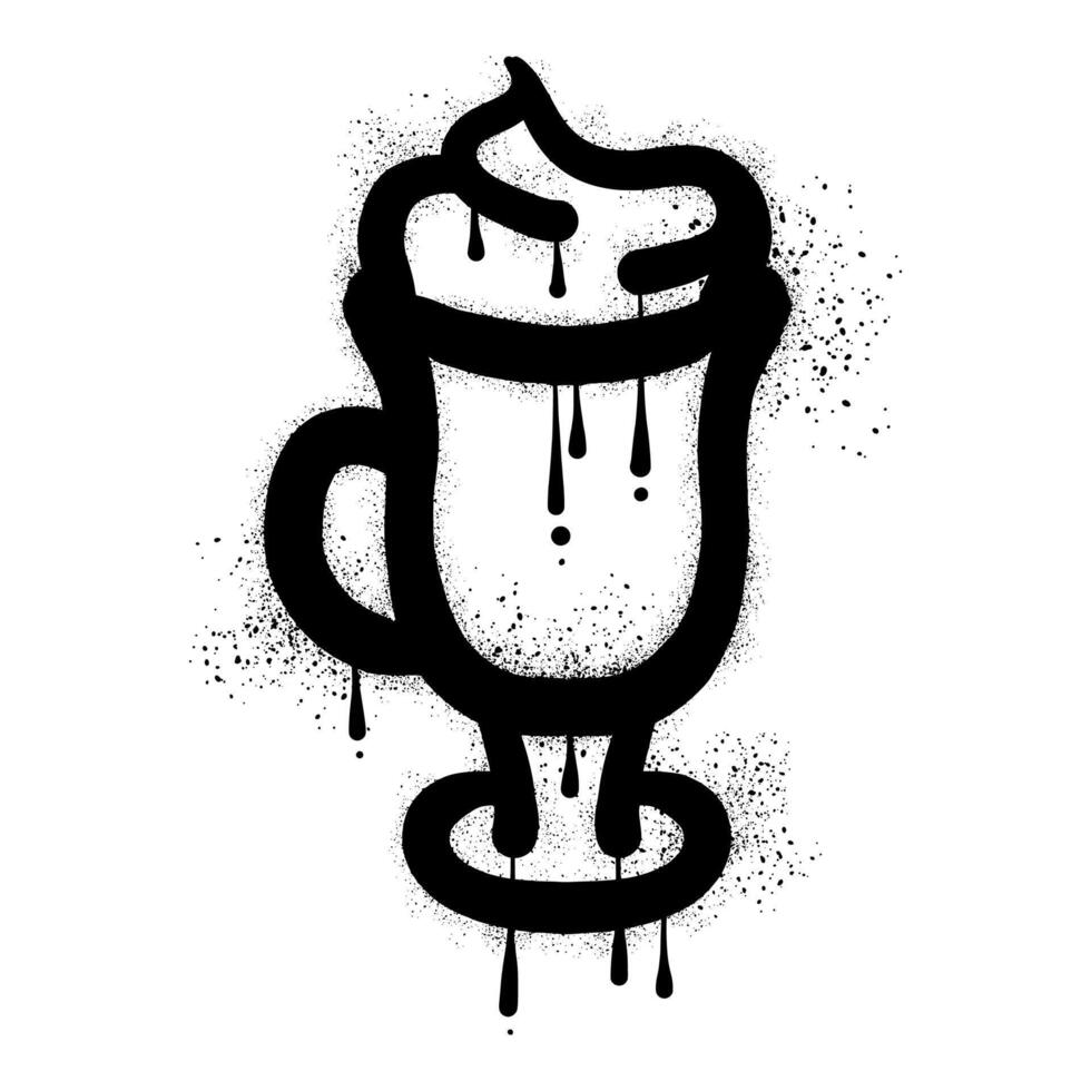 Irish coffee graffiti with black spray paint vector