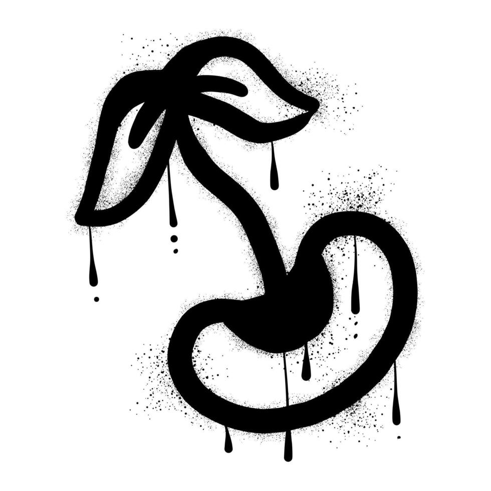 Hand drawn bean sprouts with black spray paint graffiti vector