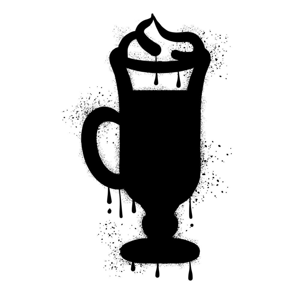 Irish coffee with black spray paint graffiti vector