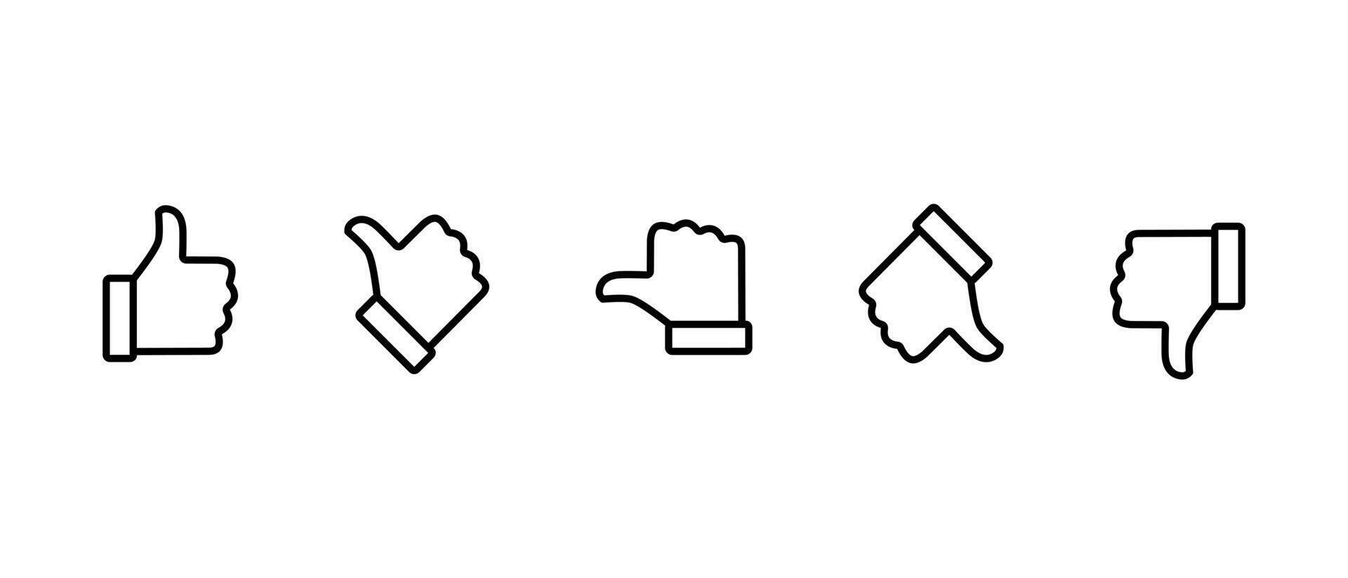 Rating and feedback scale with thumb outline icon. Excellent, good, average, poor, bad review concept vector